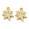 304 Stainless Steel Enamel Pendants, Leaf Charm, Ion Plating(IP), Real 18K Gold Plated, 23x18x3mm, Hole: 2mm
