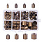 Brass Cord Ends, Nickel Free, Antique Bronze, 8~16x4~14mm, Hole: 1mm, Inner Diameter: 3~13.5mm, 80pcs/box