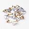 Glass Pointed Back Rhinestone, Back Plated, Faceted, Triangle, Wheat, 18x19.5x6mm