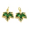 Rack Plating Brass Clear Cubic Zirconia Pendants, Long-Lasting Plated, Cadmium Free & Lead Free, with Jump Rings, Leaf, Real 18K Gold Plated, 19.5x17x3.5mm, Hole: 4mm
