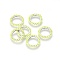 MIYUKI & TOHO Handmade Japanese Seed Beads, with 304 Stainless Steel Link Rings, Loom Pattern, Ring, Silver, Yellow Green, 14.5~15x1.7mm