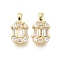 Rack Plating Brass Cubic Zirconia Charms, Lead Free & Cadmium Free, Long-Lasting Plated, Rectangle, Real 18K Gold Plated, 11x6x2.5mm, Hole: 2.5x1mm
