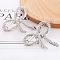 Bowknot Alloy Hair Barrettes, Frog Buckle Hairpin for Women Girls, Platinum, 56.5~61.5mm