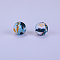 Printed Round with Flower Pattern Silicone Focal Beads, Light Coral, 15x15mm, Hole: 2mm