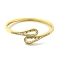 Clear Glass Teardrop Cuff Bangle with Cubic Zirconia, Brass Jewelry for Women, Golden, Inner Diameter: 2-1/8x2-1/4 inch(5.25x5.75cm)