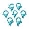 Plastic Lobster Claw Clasps, Deep Sky Blue, 35x24.5x6mm, Hole: 3mm