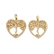 Brass Micro Pave Cubic Zirconia Pendants, with Glass, Real 18K Gold Plated, Cadmium Free & Nickel Free & Lead Free, Heart with Tree of Life Charms, Clear, 22.5x22x2mm, Hole: 4.5x2.5mm