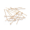 Brass Eye Pins, Real 18K Gold Plated, 40~40.5mm, Hole: 2.2mm, Pin: 0.7mm, about 58pcs/10g