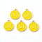 Golden Plated Alloy Enamel Charms, Enamelled Sequins, Flat Round with Letter, Gold, Letter.M, 14x12x2mm, Hole: 1.5mm