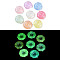 Luminous Transparent Acrylic Beads, with Glitter Powder, Glow in the Dark, UFO, Mixed Color, 30x9.5mm, Hole: 2mm