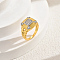 Brass Micro Pave Cubic Zirconia Finger Rings for Women, Square, Golden & Silver, 13x13mm, US Size 9(18.9mm)
