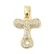 Brass Micro Pave Cubic Zirconia Pendants, Letter, Real 18K Gold Plated, Letter T, 18.5x15x2.5mm, Hole: 4.8x2.9mm