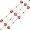Ion Plating(IP) 304 Stainless Steel Satellite Chains, with Natural Carnelian Star Beaded, Unwelded, with Spool, Golden, 4x4x2mm
