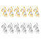 12Pcs 2 Colors Brass Micro Pave Cubic Zirconia Charms, Real 18K Gold Plated, Bear, Platinum & Golden, 12x6x3mm, Hole: 1mm, 6pcs/color