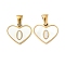 304 Stainless Steel Pave Natural White Shell Heart with Initial Slice Pendants, Ion Plating(IP), Golden, Letter O, 14x16x2mm, Hole: 4.5x3mm
