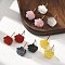 Brass Cat Eye Stud Earrings, Cadmium Free & Lead Free, Rack Plating, Rose, Real 18K Gold Plated, Mixed Color, 10.5x11mm