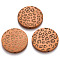 Painted Natural Wood Beads, Laser Engraved Pattern, Flat Round with Leopard Print, Sandy Brown, 30x5mm, Hole: 1.6mm