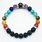 Chakra Theme Natural & Synthetic Mixed Gemstone Beaded Stretch Bracelets, Om Mani Padme Hum Jewelry for Women