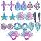 20Pcs 10 Style PVD Vacuum Plating 201 Stainless Steel Filigree Pendants, Etched Metal Embellishments, Mixed Shapes, Rainbow Color, 2pcs/style