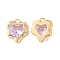 Brass Micro Pave Cubic Zirconia Charms, Cadmium Free & Nickel Free & Lead Free, Heart Charm, Real 18K Gold Plated, Lilac, 13x11x4.5mm, Hole: 1.2mm