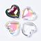 Glass Pendants, Heart, Mixed Color, 40~41x42~43x15mm, Hole: 2mm
