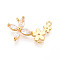 Brass Micro Pave Cubic Zirconia Chandelier Components Links, Butterfly & Flower, Nickel Free, Long-Lasting Plated, Real 18K Gold Plated, 12.5x21.5x4mm, Hole: 1.2mm