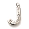 Brass Micro Pave Clear Cubic Zirconia Pendants, with Jump Ring, Lead Free and Cadmium Free, Long-Lasting Plated, Rack Plating, Letter Charms, Platinum, Letter J, 20.5x13x2.7mm, jump ring: 5x1mm, 3mm inner diameter.