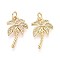 Brass Micro Pave Cubic Zirconia Pendants, Coconut Tree, with Jump Ring, Real 16K Gold Plated, 20x12.5~13x3mm, Hole: 3mm