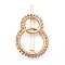 Alloy Hollow Geometric Gemstone Beads Hair Barrettes, Ponytail Holder Statement, with Hair Accessories for Women, Interlink Rings Shape, Dark Salmon, 63x37.5x9mm