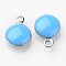 Stainless Steel Enamel Charms, Enamelled Sequins, Flat Round, Deep Sky Blue, 11x8x3mm, Hole: 1mm