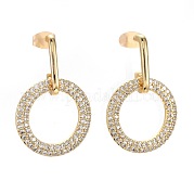 Серьги-гвоздики с цирконом из латуни EJEW-F256-05G