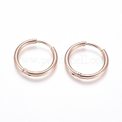 Серьги-кольца Huggie Hoop из нержавеющей стали 304 с ионным покрытием (IP) EJEW-F111-18mm-RG