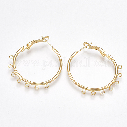 Латунные серьги-кольца с застежкой сзади KK-T038-247G-1