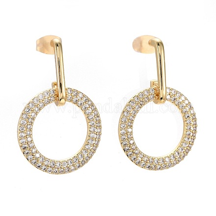 Серьги-гвоздики с цирконом из латуни EJEW-F256-05G-1