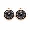 Clock Alloy Enamel Pendants, Black, 17x14.5x1.5mm, Hole: 1.5mm