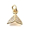 Fishtail Brass Micro Pave Cubic Zirconia Charms, Rack Plating, Long-Lasting Plated, with Jump Ring, Golden, 10x10x2mm, Hole: 3mm