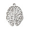 Non-Tarnish 201 Stainless Steel Pendants, Laser Cut, Brain Charm, Stainless Steel Color, 26x19x1mm, Hole: 2mm