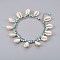 Cowrie Shell Anklets, with Synthetic Turquoise Beads and 304 Stainless Steel Findings, Seashell Color, 9-5/8 inch(24.5cm)