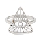 Non-Tarnish 304 Stainless Steel Triangle with Horse Eye Adjustable Ring for Women, Stainless Steel Color, US Size 6(16.5mm)