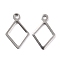 Tarnish Resistant 201 Stainless Steel Charms, Rhombus, Stainless Steel Color, 14x9x0.8mm, Hole: 1.2mm