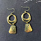 Bohemian Style Ring with Trapezoid Alloy Dangle Earrings, Antique Bronze, 75mm