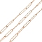 Ion Plating(IP) 304 Stainless Steel Textured Paperclip Chains, Soldered, with Spool, Rose Gold, 20x4x1mm, about 16.40 Feet(5m)/Roll