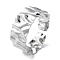 Non-Tarnish 304 Stainless Steel Textured Open Cuff Bangle for Women, Stainless Steel Color, Inner Diameter: 2-1/4 inch(5.65cm)