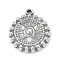 Non-Tarnish 304 Stainless Steel Pendants, Flat Round with Sun Charms, Stainless Steel Color, 18x16x3mm, Hole: 0.8mm