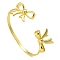 Rack Plating Bowknot Brass Cuff Bangles for Women, Cadmium Free & Lead Free, Long-Lasting Plated, Real 18K Gold Plated, Inner Diameter: 2-1/2 inch(6.3cm)