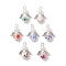 Angel Printed Porcelain Ceramic Pendants, with Alloy Finding and ABS Plastic Imitation Pearl Round Beads, Mixed Color, 27.5x20x10.5mm, Hole: 3mm