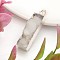 Rectangle Dyed Natural Druzy Agate Pendants, with Brass Findings, Silver Color Plated, 38~41x9~11x8~13mm, Hole: 5mm
