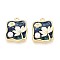 Rack Plating Alloy Enamel Pendants, Square & Flower, with ABS Imitation Pearl, Light Gold, 24x19.5x6mm, Hole: 1.6~1.8mm