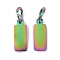 Ion Plating(IP) 304 Stainless Steel Pendants, with Jump Ring, Manual Polishing, Rectangle Charm, Stamping Blank Tag, Rainbow Color, 10x4x1mm, Hole: 2.5mm