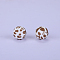 Printed Round with Leopard Print Pattern Silicone Focal Beads, Brown, 15x15mm, Hole: 2mm